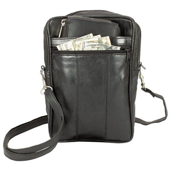 Lambskin Leather Shoulder Travel Bag Phone Organizer Bag - Picture 3 of 15